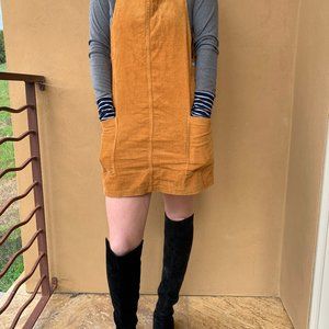 Berksha Tan Corduroy Pinafore Dress